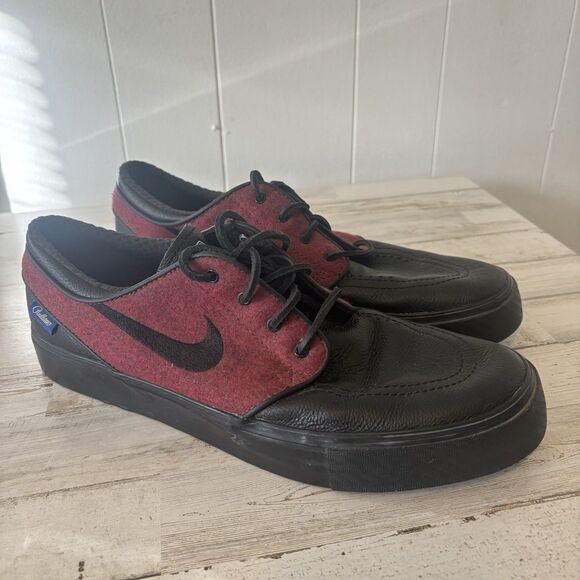 Nike x Pendleton Mens Black/Red 10.5 SB Zoom Air Stefan Janoski Leather Sneakers - Picture 2 of 15